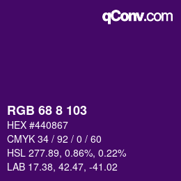 Color code: RGB 68 8 103 | qconv.com