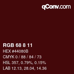 Color code: RGB 68 8 11 | qconv.com