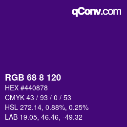 Farbcode: RGB 68 8 120 | qconv.com