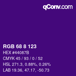 Color code: RGB 68 8 123 | qconv.com