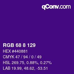 Color code: RGB 68 8 129 | qconv.com