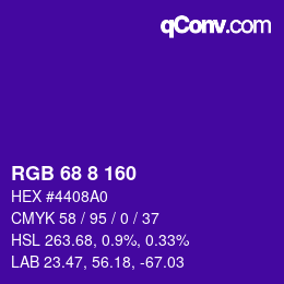 颜色代码: RGB 68 8 160 | qconv.com