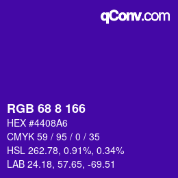 颜色代码: RGB 68 8 166 | qconv.com