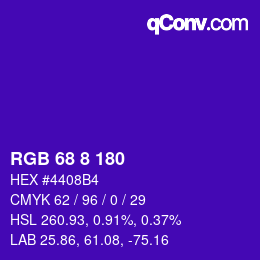 Color code: RGB 68 8 180 | qconv.com