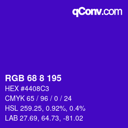 Color code: RGB 68 8 195 | qconv.com