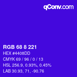 Color code: RGB 68 8 221 | qconv.com