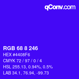 Color code: RGB 68 8 246 | qconv.com