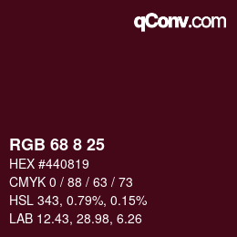 カラーコード: RGB 68 8 25 | qconv.com