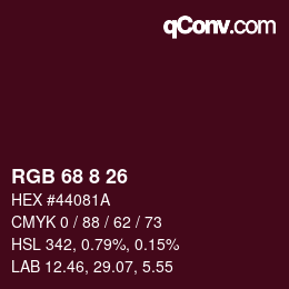 カラーコード: RGB 68 8 26 | qconv.com