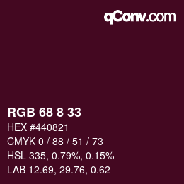 カラーコード: RGB 68 8 33 | qconv.com