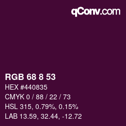 カラーコード: RGB 68 8 53 | qconv.com