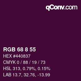 カラーコード: RGB 68 8 55 | qconv.com