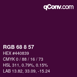 カラーコード: RGB 68 8 57 | qconv.com