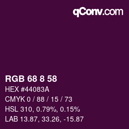 Color code: RGB 68 8 58 | qconv.com