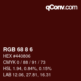 カラーコード: RGB 68 8 6 | qconv.com