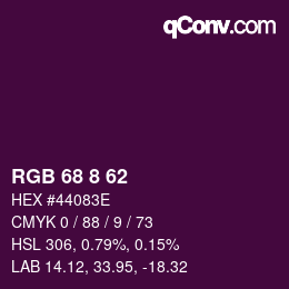 颜色代码: RGB 68 8 62 | qconv.com