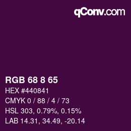 カラーコード: RGB 68 8 65 | qconv.com