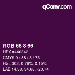 カラーコード: RGB 68 8 66 | qconv.com