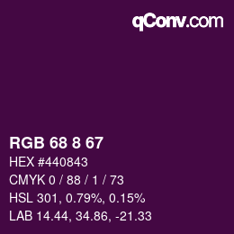 Color code: RGB 68 8 67 | qconv.com