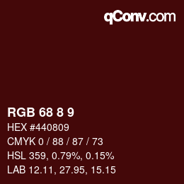 Color code: RGB 68 8 9 | qconv.com