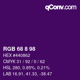 Color code: RGB 68 8 98 | qconv.com
