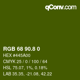 カラーコード: RGB 68 90.8 0 | qconv.com