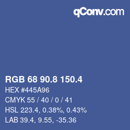 カラーコード: RGB 68 90.8 150.4 | qconv.com
