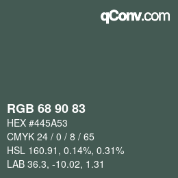 カラーコード: RGB 68 90 83 | qconv.com