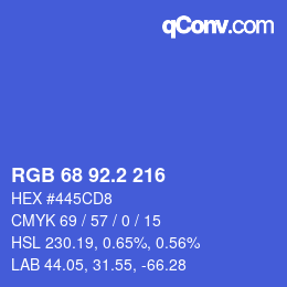 カラーコード: RGB 68 92.2 216 | qconv.com
