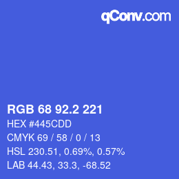 カラーコード: RGB 68 92.2 221 | qconv.com