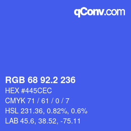 カラーコード: RGB 68 92.2 236 | qconv.com