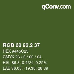 カラーコード: RGB 68 92.2 37 | qconv.com