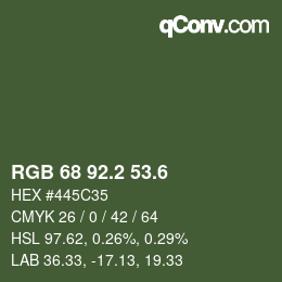 カラーコード: RGB 68 92.2 53.6 | qconv.com