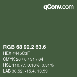 カラーコード: RGB 68 92.2 63.6 | qconv.com