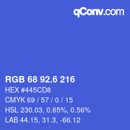 カラーコード: RGB 68 92.6 216 | qconv.com