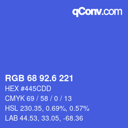 カラーコード: RGB 68 92.6 221 | qconv.com