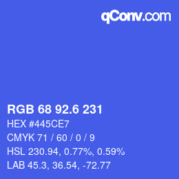 カラーコード: RGB 68 92.6 231 | qconv.com