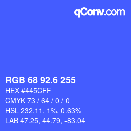 カラーコード: RGB 68 92.6 255 | qconv.com