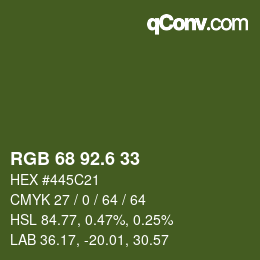 カラーコード: RGB 68 92.6 33 | qconv.com