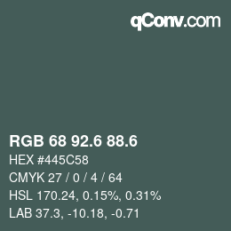 カラーコード: RGB 68 92.6 88.6 | qconv.com