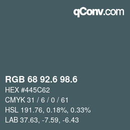 カラーコード: RGB 68 92.6 98.6 | qconv.com