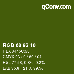 颜色代码: RGB 68 92 10 | qconv.com