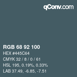 颜色代码: RGB 68 92 100 | qconv.com