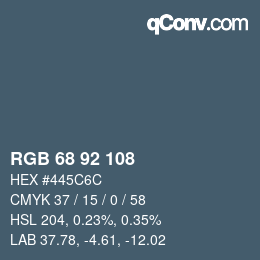 カラーコード: RGB 68 92 108 | qconv.com