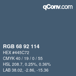 カラーコード: RGB 68 92 114 | qconv.com