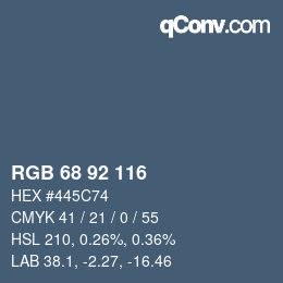 颜色代码: RGB 68 92 116 | qconv.com