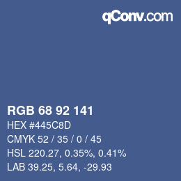 カラーコード: RGB 68 92 141 | qconv.com