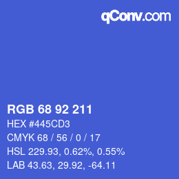 Color code: RGB 68 92 211 | qconv.com