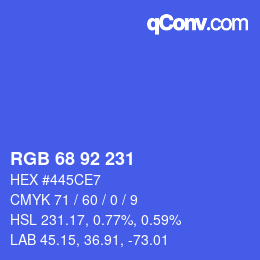 Color code: RGB 68 92 231 | qconv.com