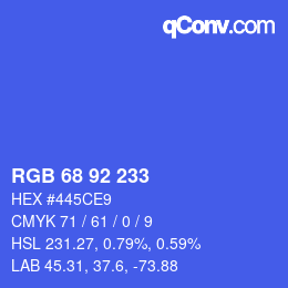 颜色代码: RGB 68 92 233 | qconv.com